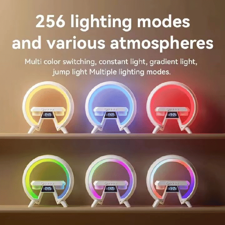GX63 Multi-functional Bluetooth Speaker: Wireless Charging, Clock, Night Light, Dual Audio