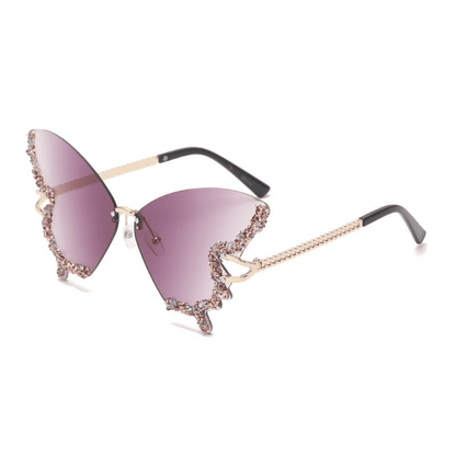 Chic Women's Butterfly Diamond Rimless Sunglasses - UV400 Personality Eyewear