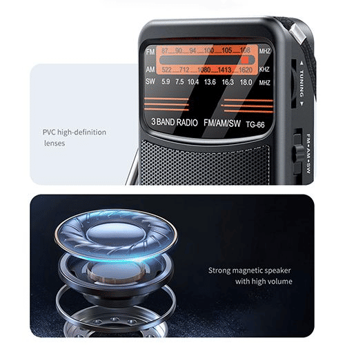 Portable AM/FM/SW Radio, 3W Speaker, Best Reception, Earphone Jack