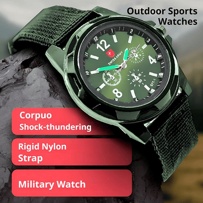 Durable Men's Military Outdoor Sports Watch - Braided Nylon Strap, Quartz Movement