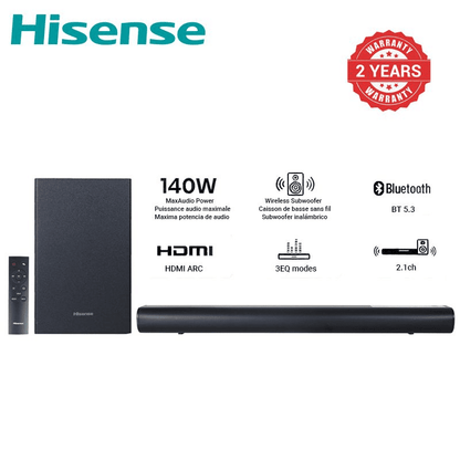 Hisense HS1800 2.1CH Soundbar with Wireless Subwoofer, Bluetooth, HDMI ARC