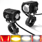 High Brightness Universal Motorcycle LED Headlight Fog Light Pair - Strobe, Waterproof