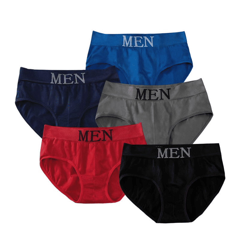 SXCHEN Men's Seamless Breathable Mid-Waist Briefs - 5 Pack Random Colors