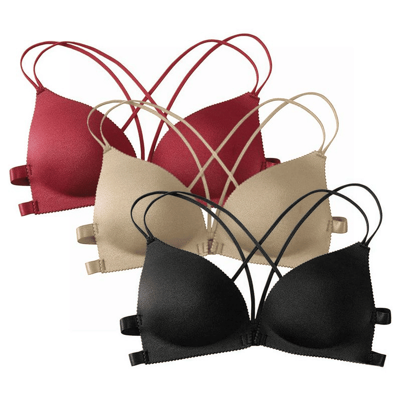 SXCHEN 3-Pack Multi-Color Triangular Cup Wireless Bra - One Size