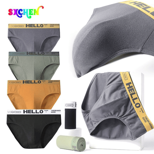 SXCHEN Men's Breathable Triangle Briefs 4-Pack - Comfortable, Fashionable, Large Sizes