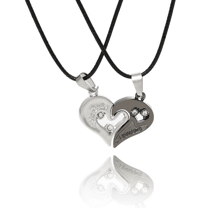 Romantic Couple Heart Pendant Necklace Set 'I Love You' Jewelry Gift