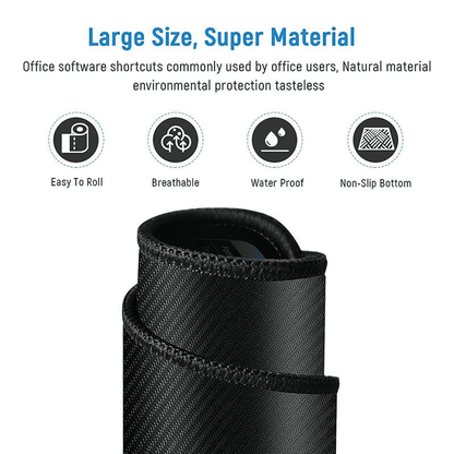 Extra Large Ocean Wave Gaming Desk Mat with English Shortcut Keys, Non-Slip Rubber Base