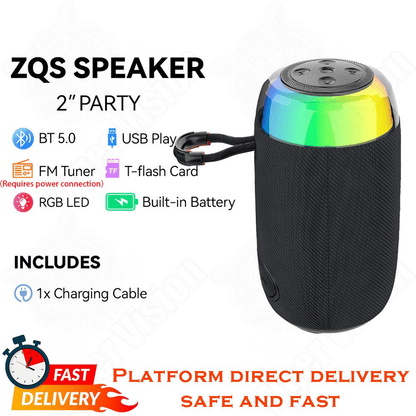 10W Portable Bluetooth Speaker HD Sound Trumpet Bass RGB Party Lights, IPX5
