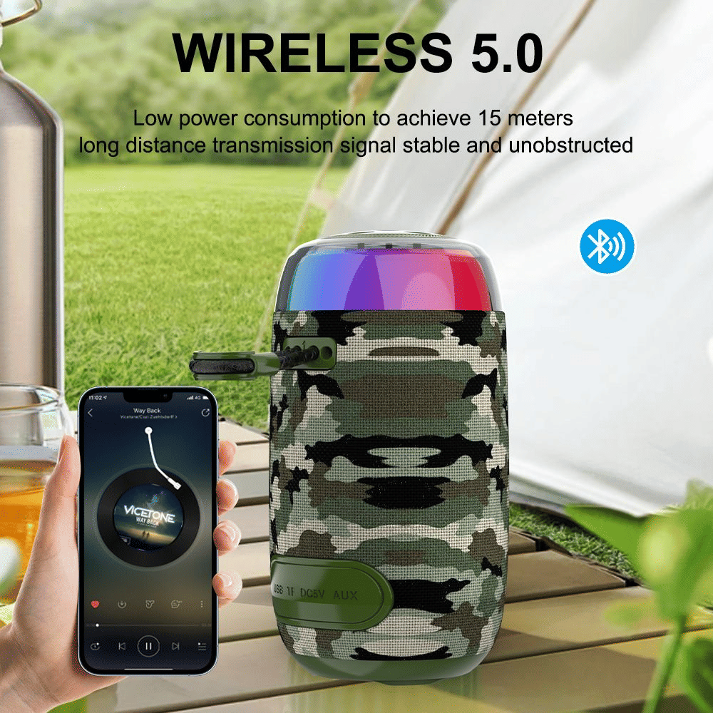 10W Portable Bluetooth Speaker HD Sound Trumpet Bass RGB Party Lights, IPX5