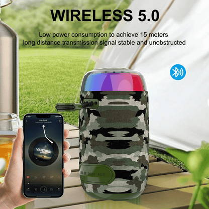 10W Portable Bluetooth Speaker HD Sound Trumpet Bass RGB Party Lights, IPX5