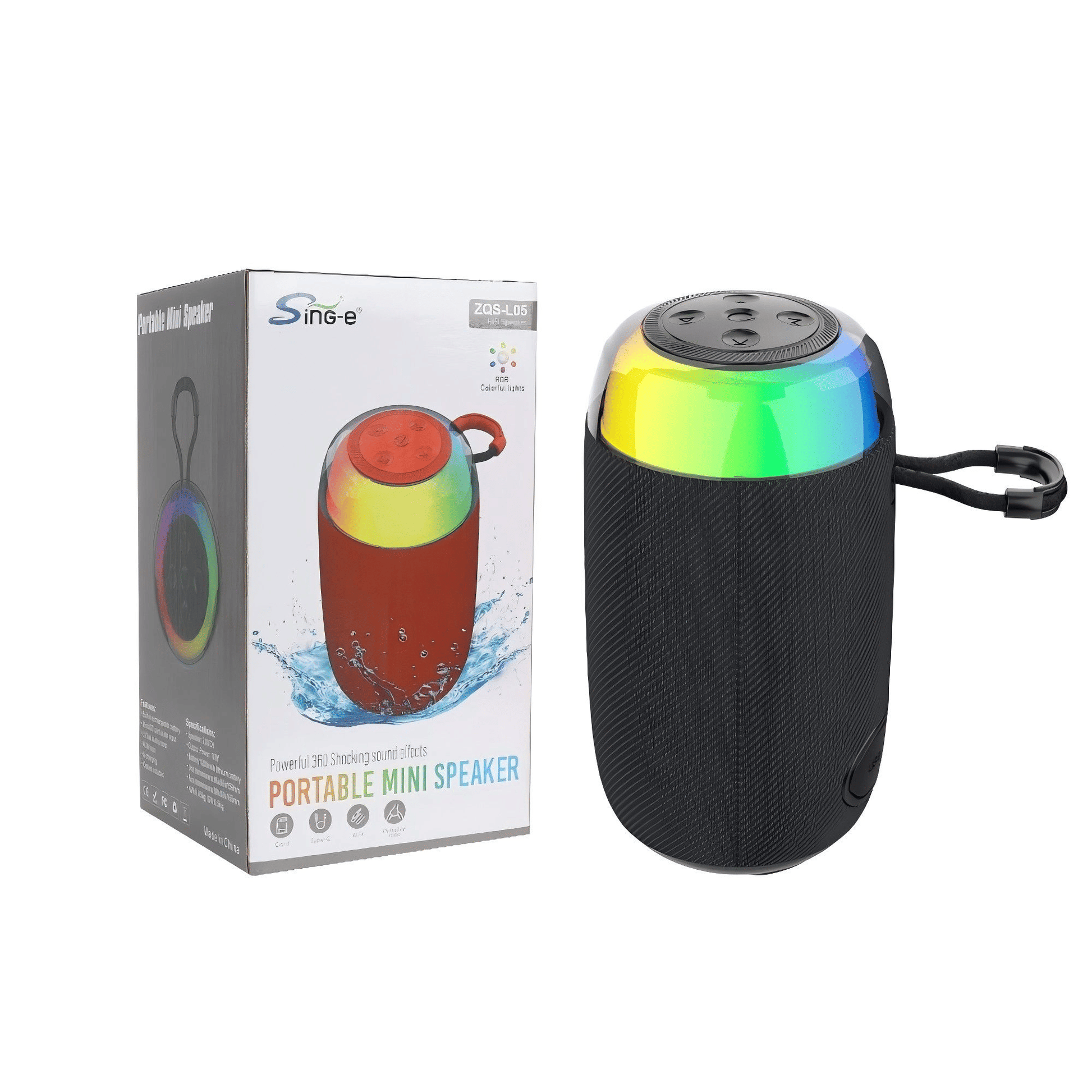 10W Portable Bluetooth Speaker HD Sound Trumpet Bass RGB Party Lights, IPX5