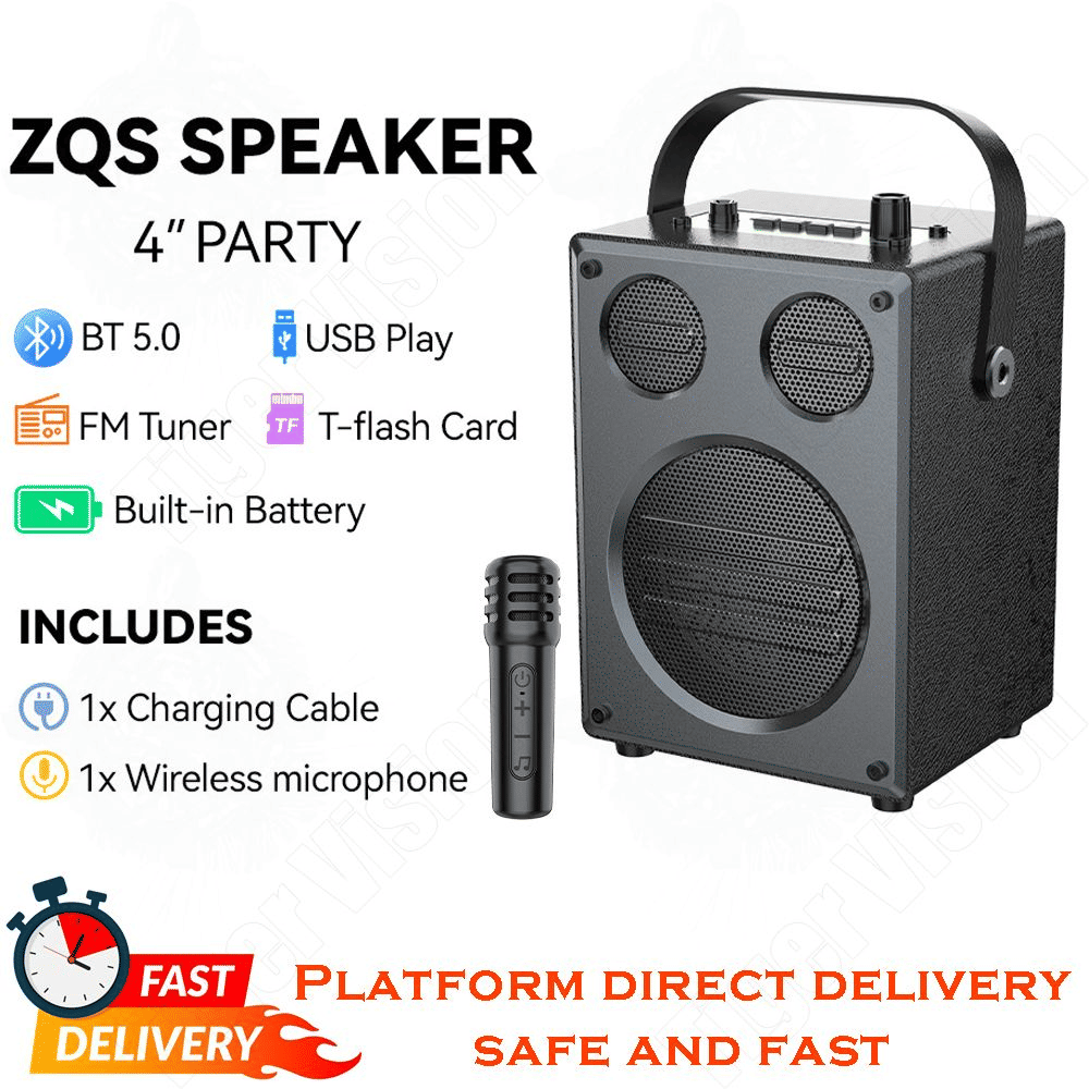 30W Portable Bluetooth Speaker with Wireless Mic, Deep Bass, TWS Stereo, Karaoke