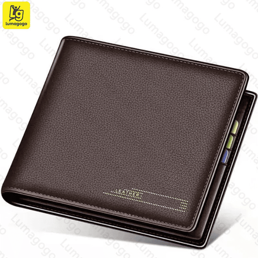 Premium Men's Short Leather Wallet - Credit ID Card Holder Billfold Purse