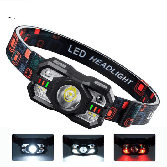 Rechargeable 2000 Lumen LED Headlamp, Red Light, Motion Sensor for Outdoors