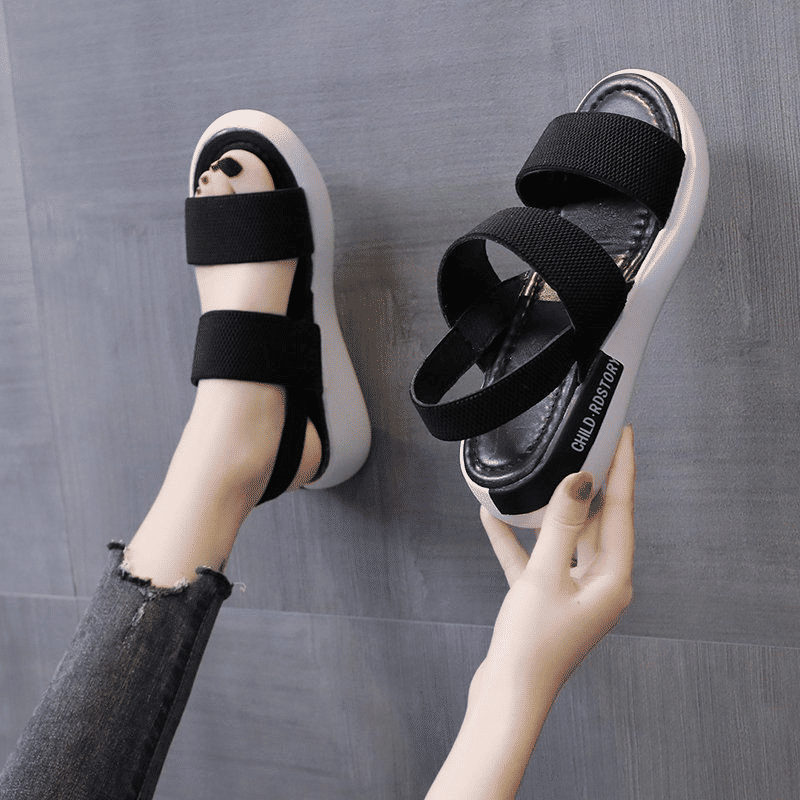 ASSKLO Women's Soft Sole Elastic Band Sport Sandals - Korean Style