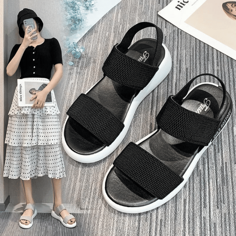 ASSKLO Women's Soft Sole Elastic Band Sport Sandals - Korean Style