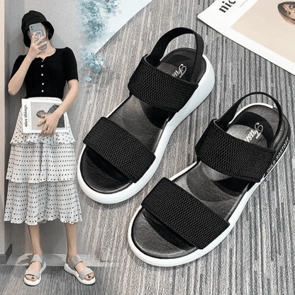 ASSKLO Women's Soft Sole Elastic Band Sport Sandals - Korean Style