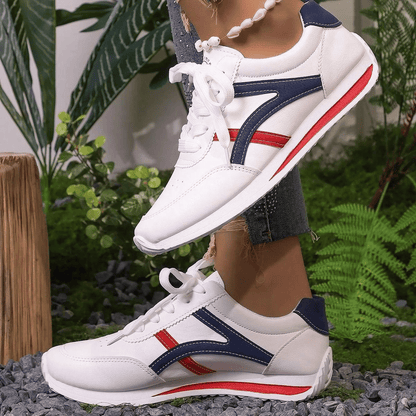 ASSKLO Women's Lightweight Comfort Fashion Running Shoes - White Red Grey