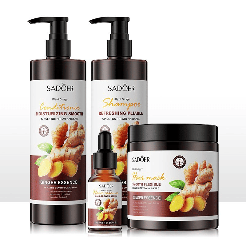 SADOER Ginger Hair Care 4-Piece Set: Deep Nourishment for Elastic, Shiny Hair