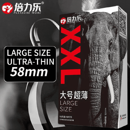 Beilele 58mm Extra-Large Ultra-Thin Male Condoms - 10 Count Pack
