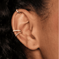 3-Piece Gold C-Shaped Diamond Inlay Ear Cuff Set - No Piercing, Trendy
