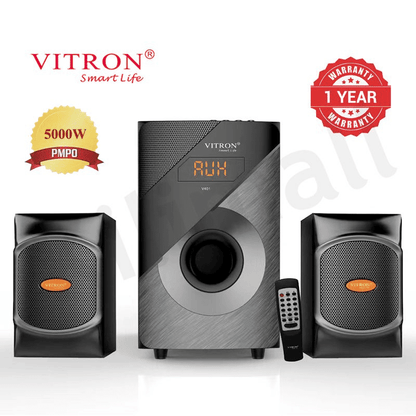 Vitron 2.1CH Bluetooth Home Speaker System, 5000W Subwoofer, Remote Control