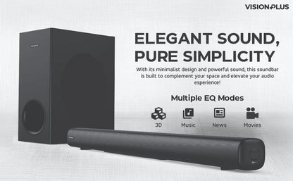 Vision Plus VP2111SB 2.1 Channel Sound Bar: Immersive 100W Audio Experience