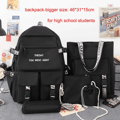 CaseTek 5-Piece Fashion Backpack Set: Durable School, Travel, Bookbags for Teens