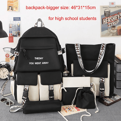 CaseTek 5-Piece Fashion Backpack Set: Durable School, Travel, Bookbags for Teens