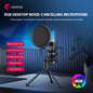RGB USB Condenser Microphone for Gaming & Streaming - Intelligent Noise Reduction