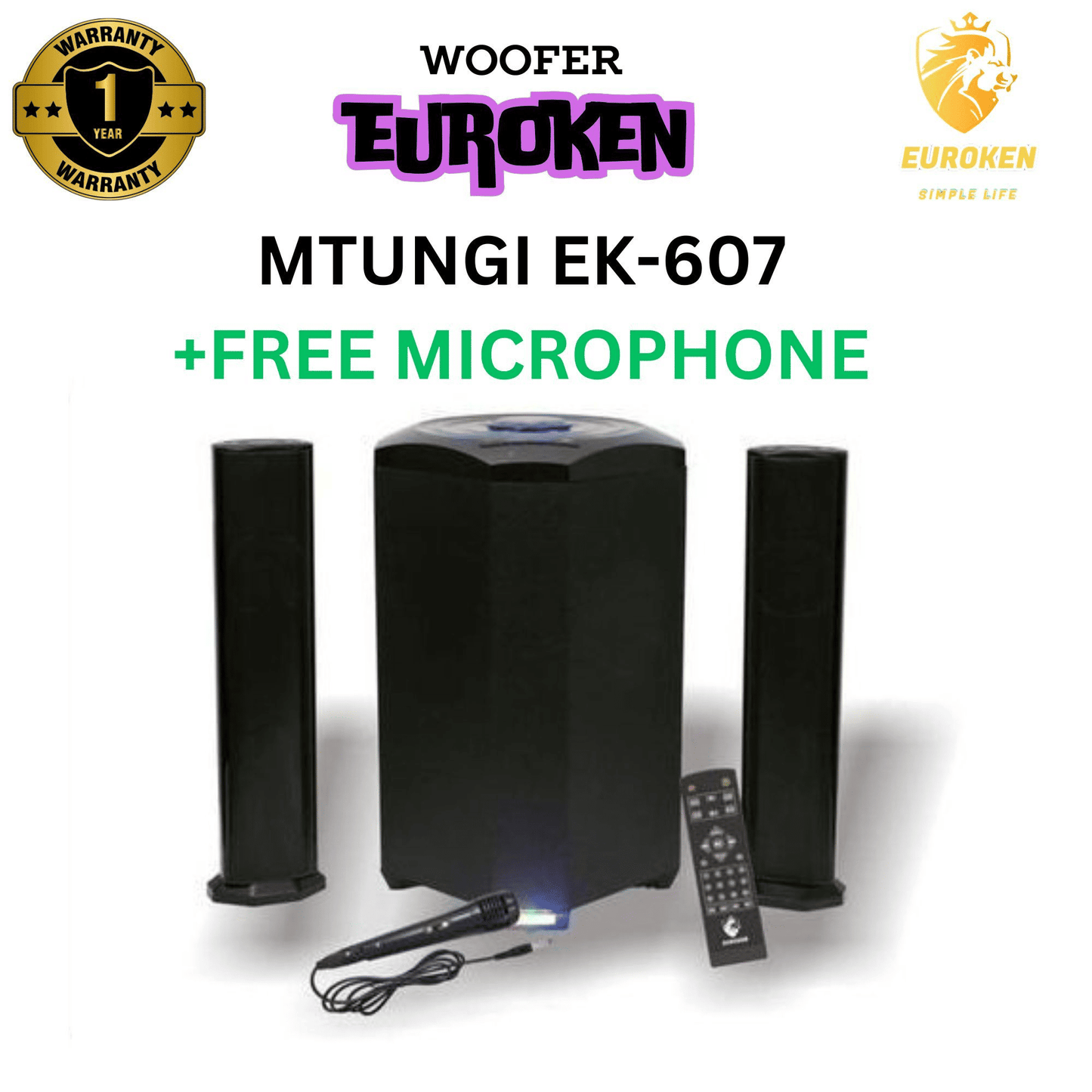 EUROKEN MTUNGI EK-607 2.1CH 20000 PMPO Bluetooth Home Theater System