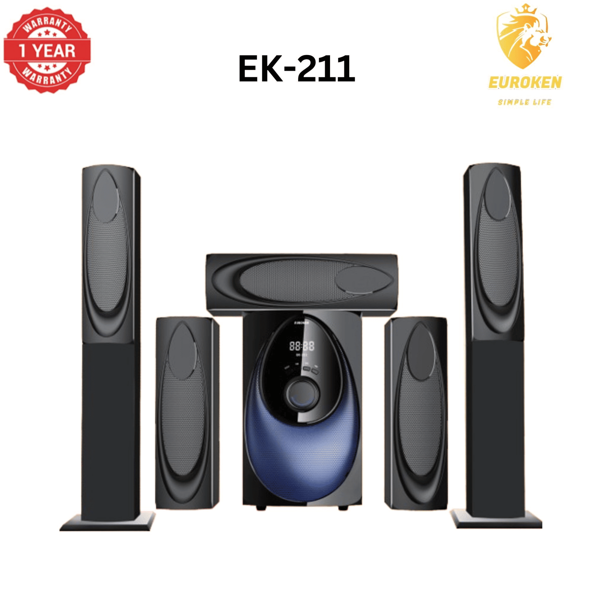 Euroken EK-211 Tall Boy 5.1 Home Theatre System 12000W PMPO Bluetooth FM USB SD