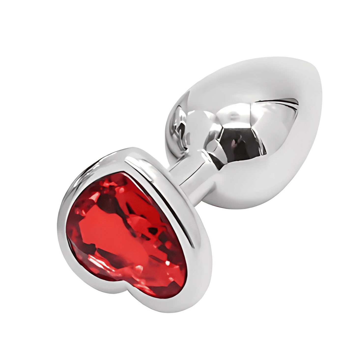 Premium Metal Anal Plug with Red Jewel Base - Unisex Adult Sex Toy