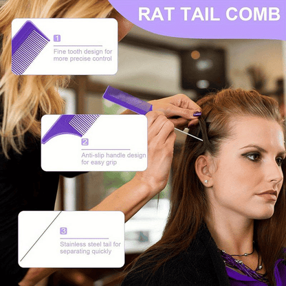 12-Piece Professional Hair Styling Comb Set: Detangling, Teasing, Scalp Massager, Spray Bottle