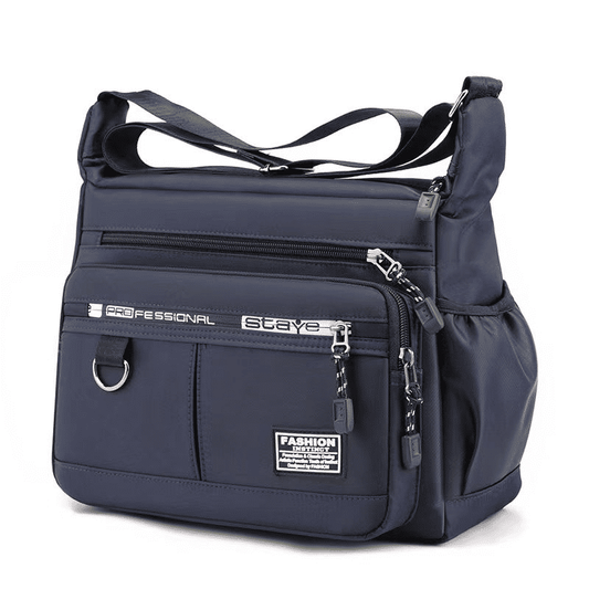 Men's Large Capacity Waterproof Shoulder Bag - Multi-Pocket Business & Leisure Crossbody