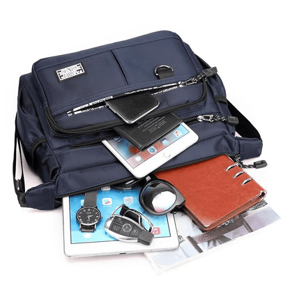 Men's Large Capacity Waterproof Shoulder Bag - Multi-Pocket Business & Leisure Crossbody