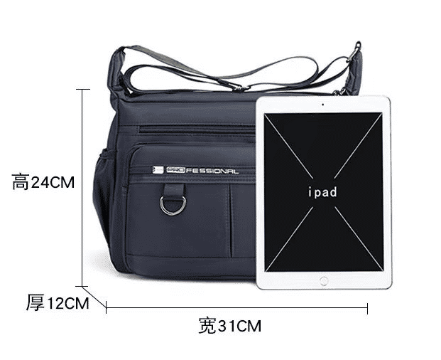 Men's Large Capacity Waterproof Shoulder Bag - Multi-Pocket Business & Leisure Crossbody