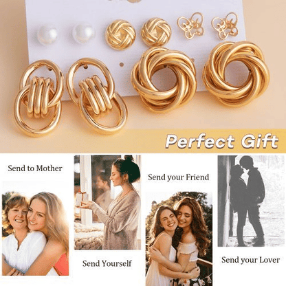 Elegant Vintage Pearl Gold Tone Dangle Earrings Set Fashion Jewelry