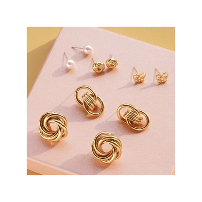 Elegant Vintage Pearl Gold Tone Dangle Earrings Set Fashion Jewelry