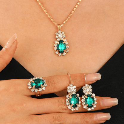 Elegant UPHUI 5-Piece Women's Diamond Square Quartz Watch & Matching Jewelry Set