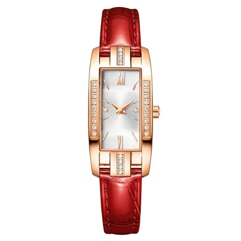 Elegant UPHUI 5-Piece Women's Diamond Square Quartz Watch & Matching Jewelry Set