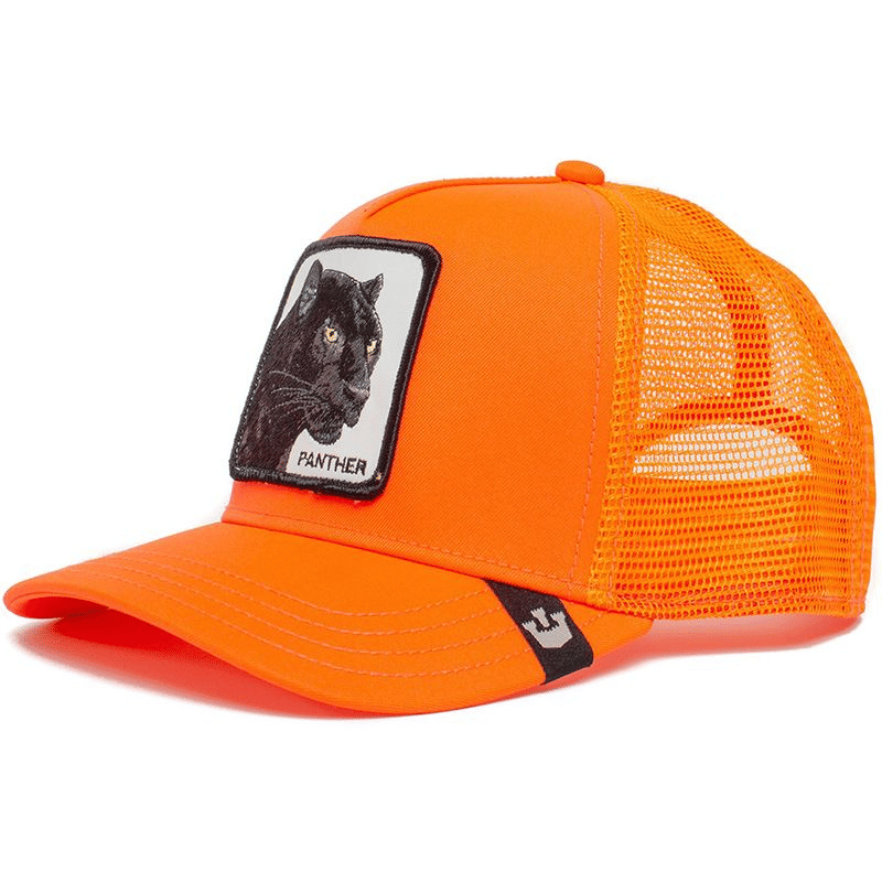Unisex Orange Leopard Panther Trucker Snapback Cap - Adjustable Mesh Back
