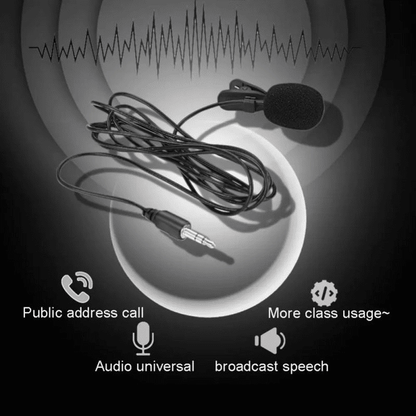 Portable Lapel Microphone Clip-on 3.5mm Jack 59-inch Cable for Speakers
