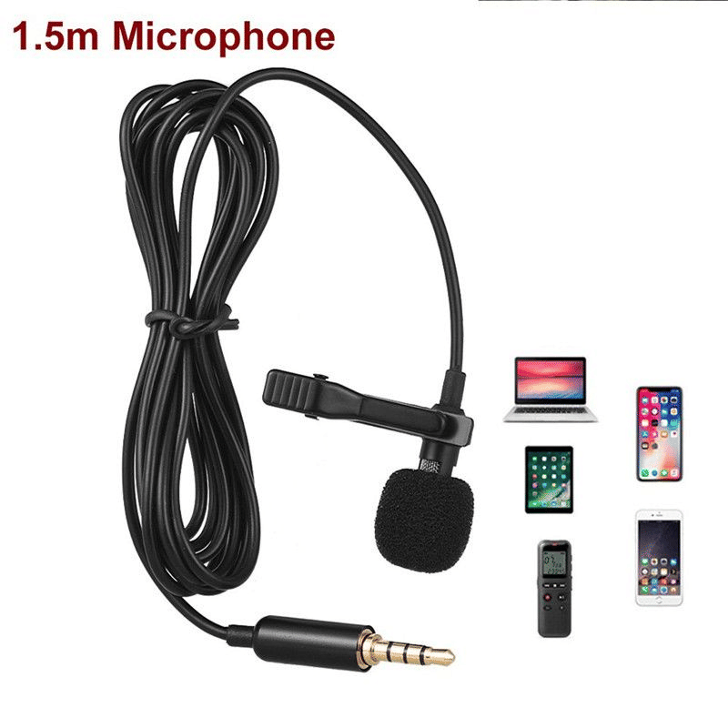 Portable Lapel Microphone Clip-on 3.5mm Jack 59-inch Cable for Speakers
