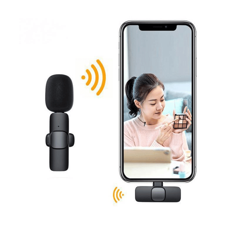 K9 Wireless Lapel Lavalier Microphone with Noise Cancellation for iPhone & Type-C