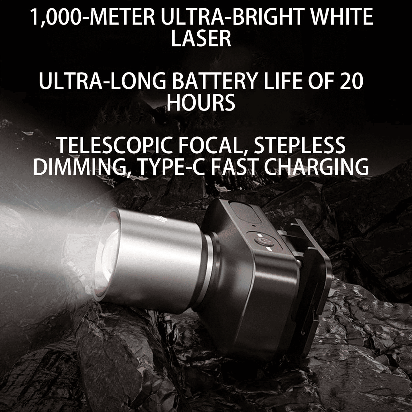 Powerful Rechargeable Headlamp: Zoomable, 90° Adjustable, Waterproof for Outdoor Adventures