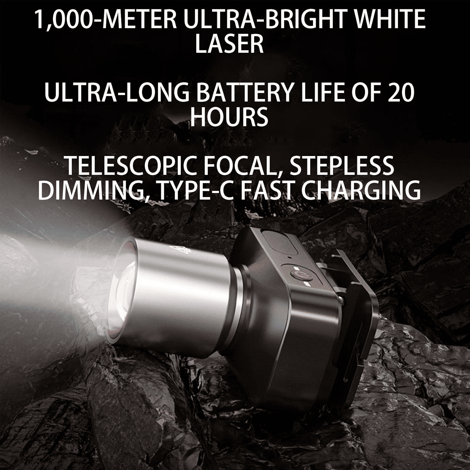 Powerful Rechargeable Headlamp: Zoomable, 90° Adjustable, Waterproof for Outdoor Adventures