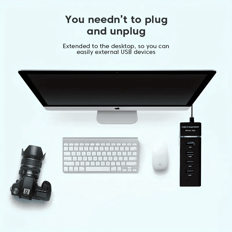Versatile High-Speed 4-Port USB 3.0 Hub with Charging for Devices
