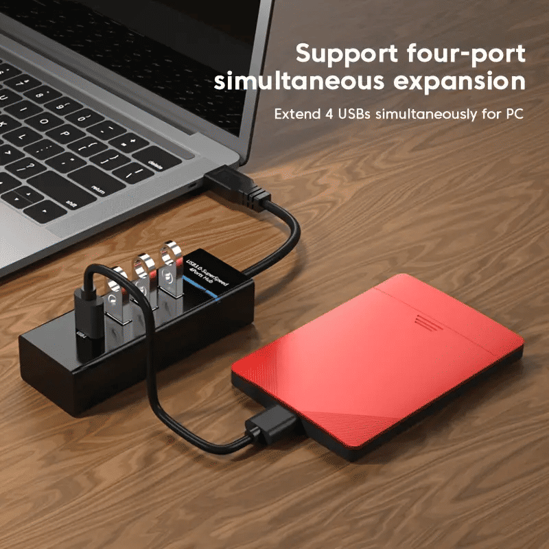 Versatile High-Speed 4-Port USB 3.0 Hub with Charging for Devices