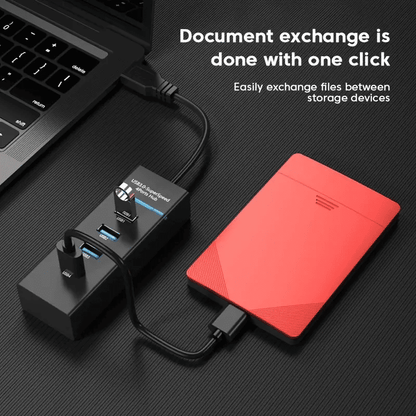 Versatile High-Speed 4-Port USB 3.0 Hub with Charging for Devices